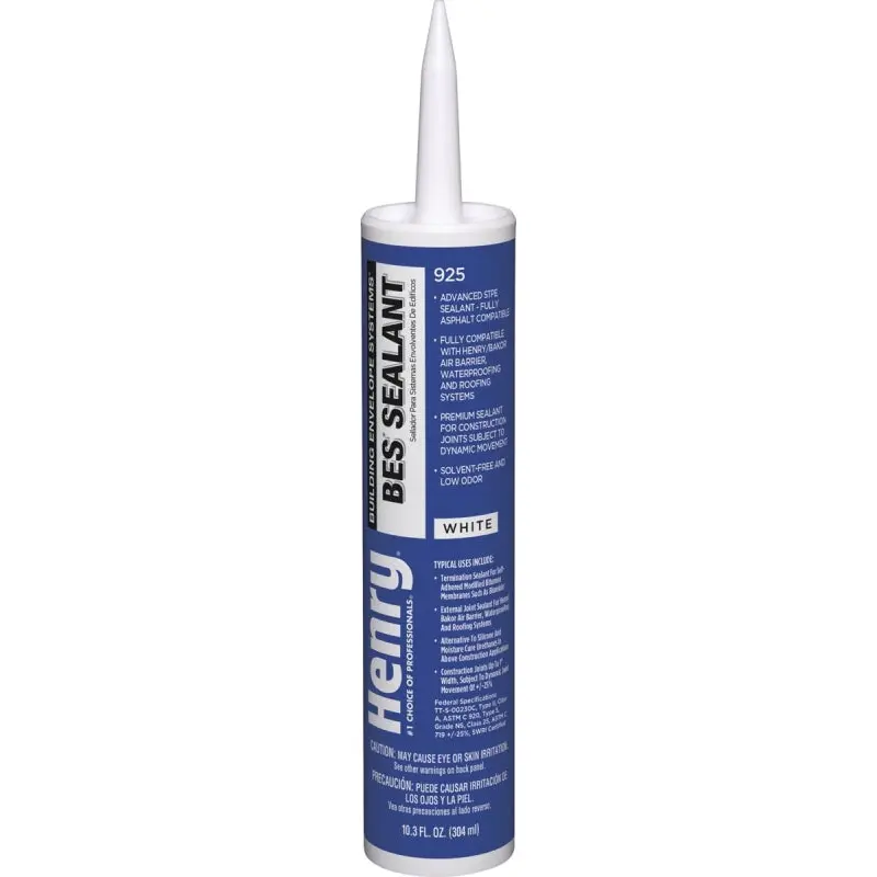 Henry 925 Series HE925W204 BES Sealant, White, Liquid, 10.3 oz Cartridge