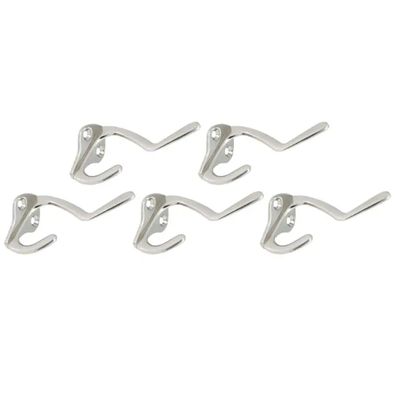 3 in. Satin Nickel Double Hat and Coat Hook (5 per Pack)0.1 / package