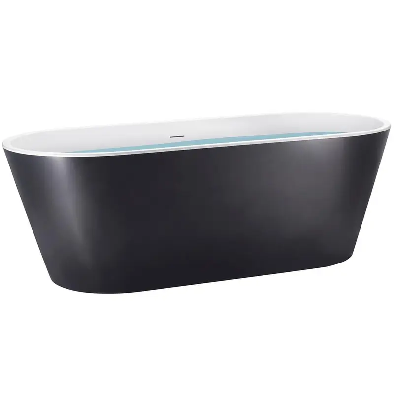 60 in. Acrylic Double Ended Flatbottom Non-Whirlpool Bathtub in Matte Black