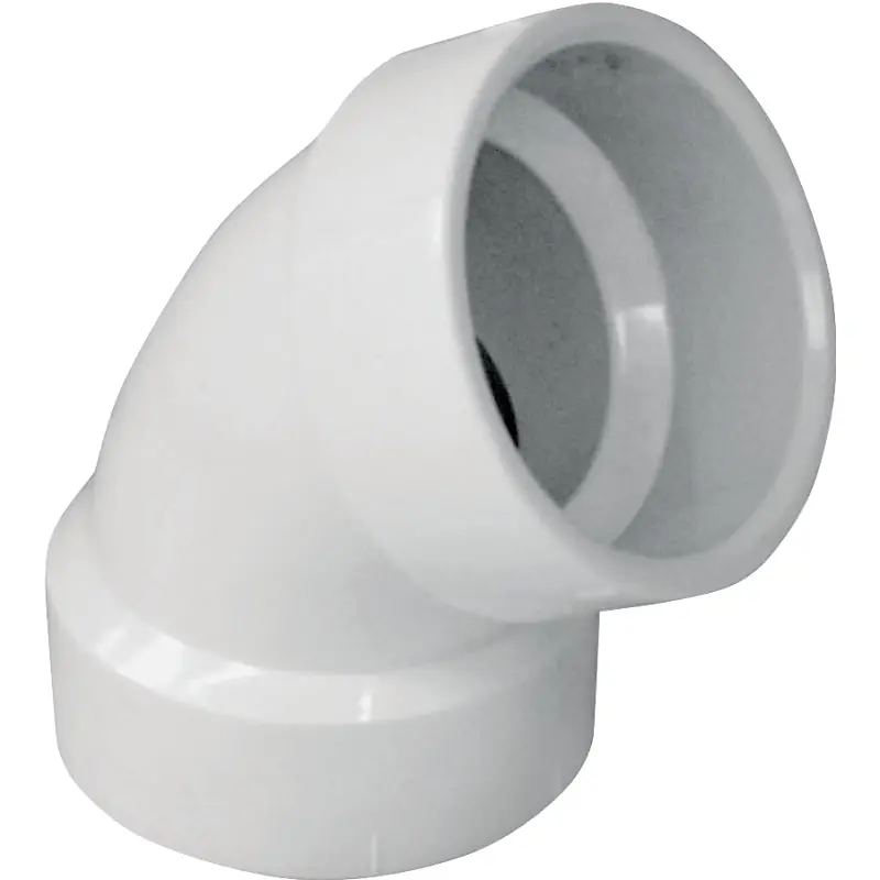 Canplas 192601 Pipe Elbow, 1-1/2 in, Hub, 60 deg Angle, PVC, White