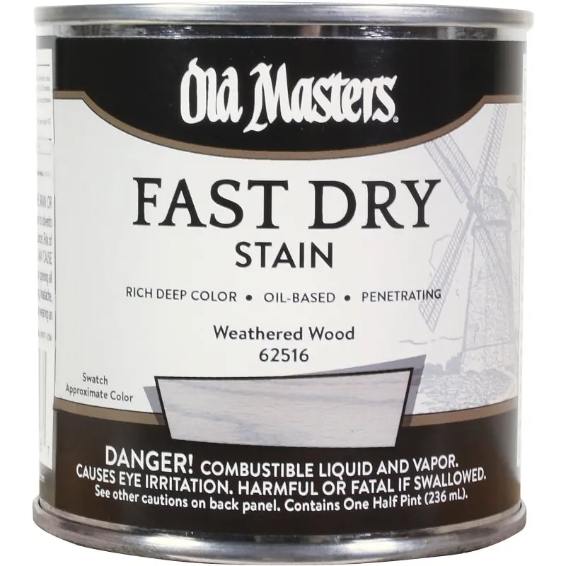 Old Masters 62516 Fast Dry Stain, Weathered Wood, Liquid, 1/2 pt