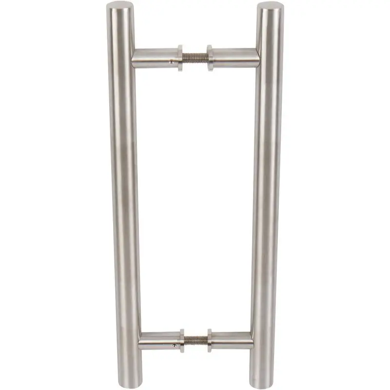 15-3/4 in. Brushed Steel Barn Door Hardware Double Sided Round Pull Handle