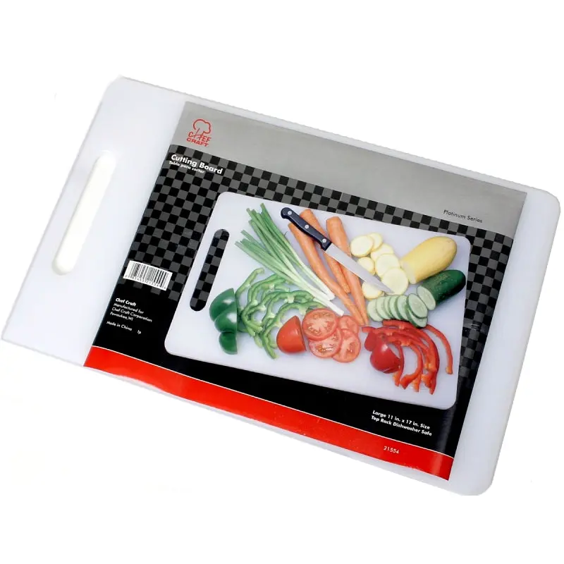 Chef Craft 21554 Cutting Board, 17-1/2 in L, 11 in W, Plastic, White