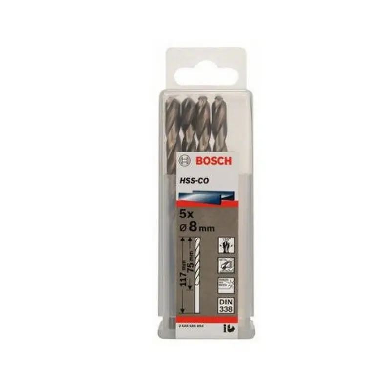 Metal Drill Bit HSS-CO 8x75x117mm 5pcs