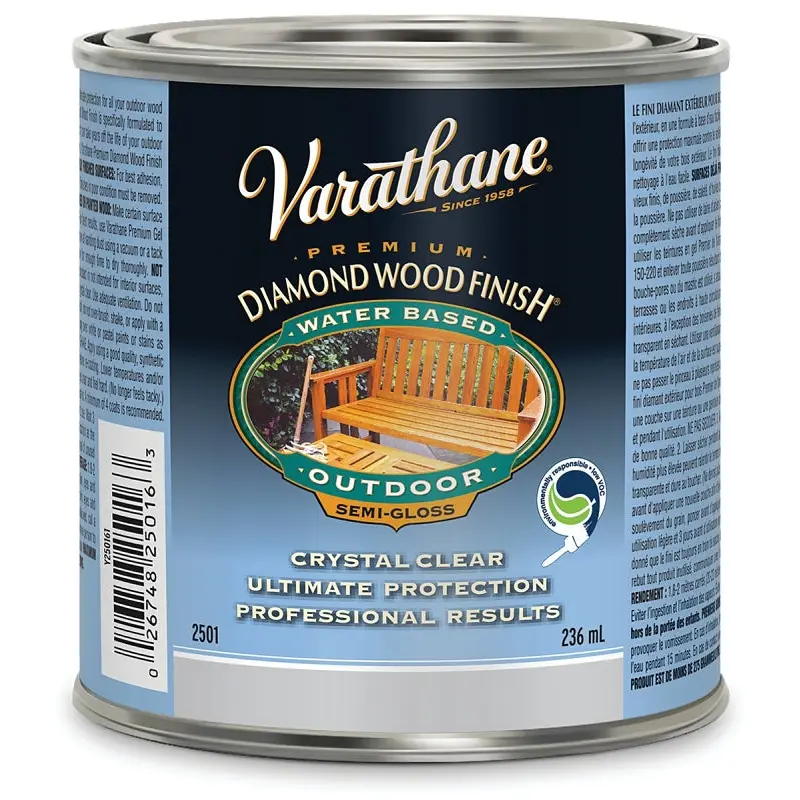 Varathane Y250161 Exterior Finish, Semi-Gloss, Clear, Liquid, 236 mL, Can