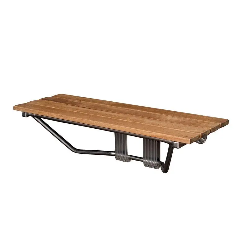 36 in. Teak Wall Mount Slatted Folding Shower Seat with Stainless Steel Trim