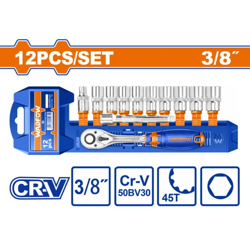 Wadfow 12 Pcs 3/8" Socket Set