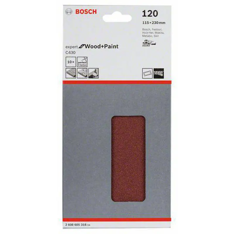 Sanding Sheet C430 Expert for Wood/Paint 115x230mm, 14 holes G120 10 pcs