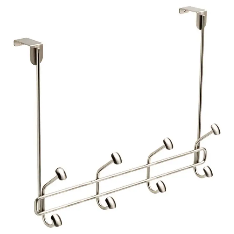 16 in. Satin Nickel Over-the-Door Pilltop Hook Rack