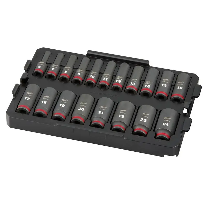 Milwaukee 49-66-6816 SHOCKWAVE Impact Duty Socket 3/8in Dr 19PC MM TRAY Set