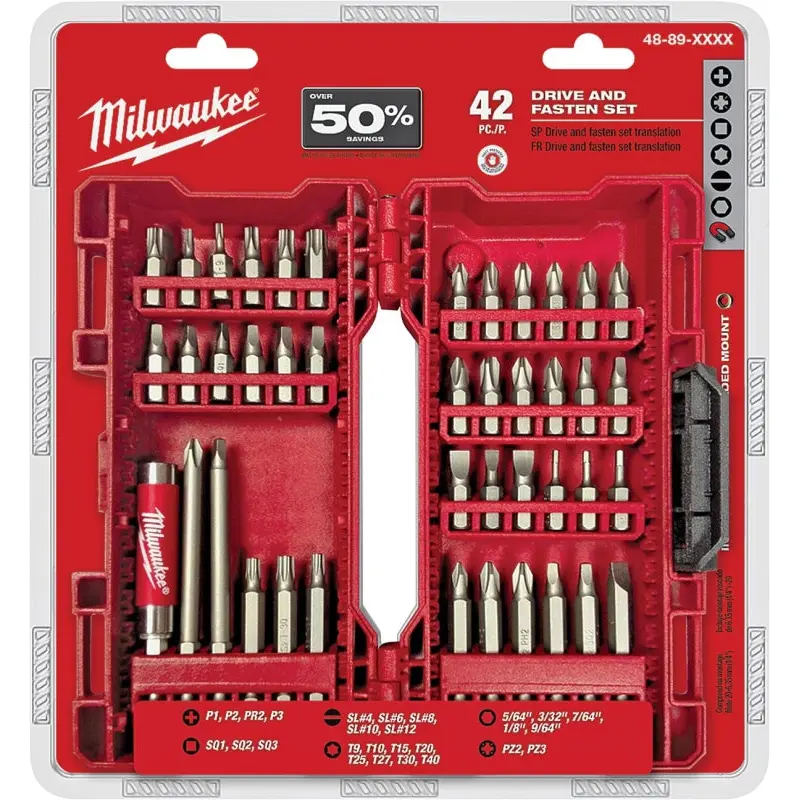 Milwaukee 48-32-1551 Drive Bit Set, 42-Piece, Heavy-Duty, Steel