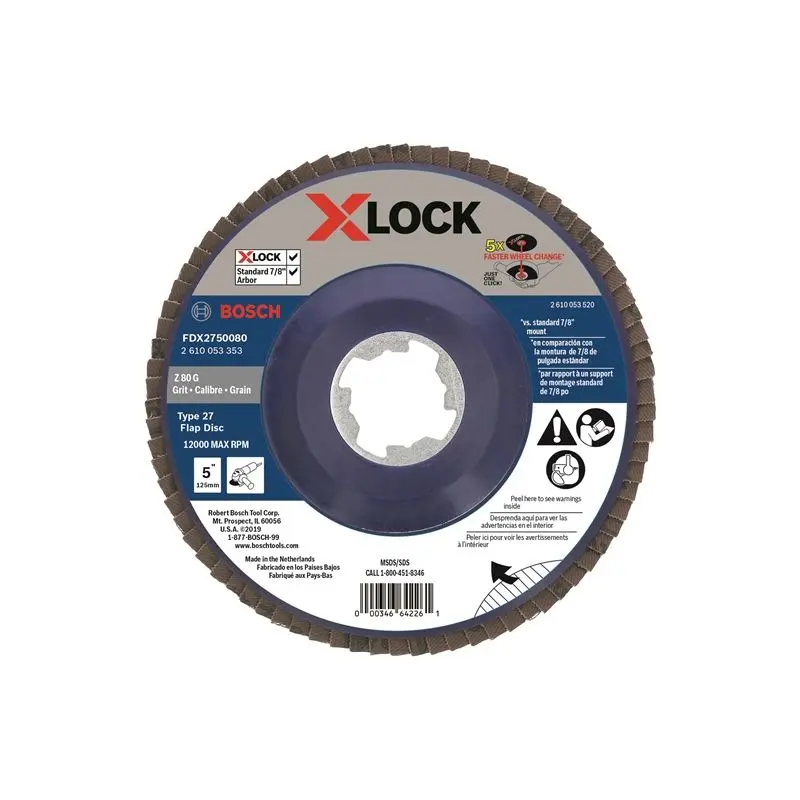 Bosch FDX2750080 5 In. X-LOCK Arbor Type 27 80 Grit Flap Disc