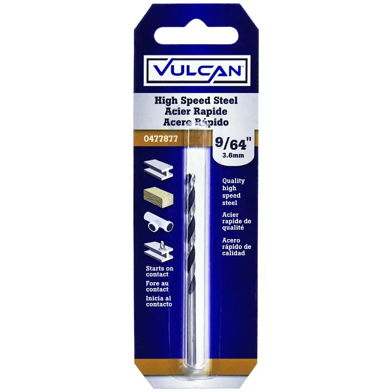 Vulcan Jobber Drill Bit, 9/64 in Dia, 2-7/8 in OAL, Straight Shank