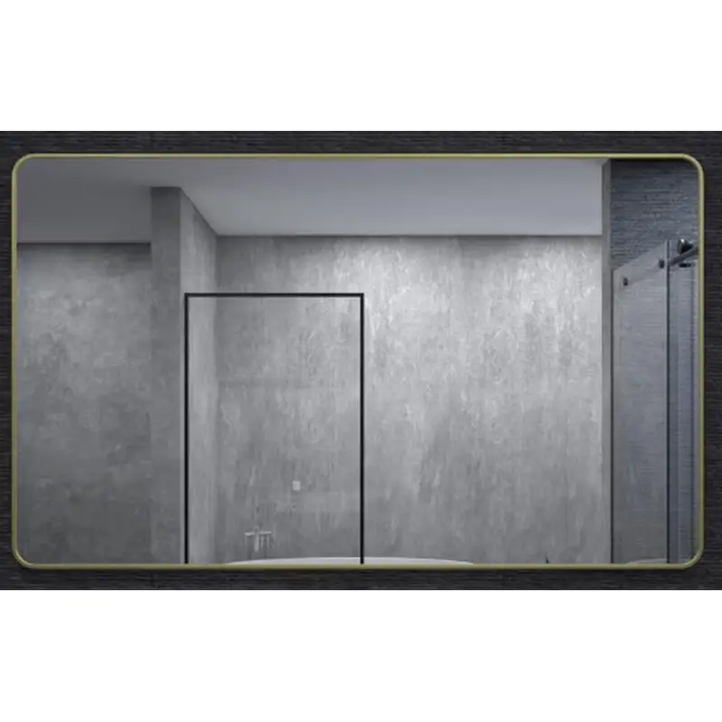 60 in. W x 36 in. H Rectangular Framed Wall Bathroom Vanity Mirror in Brass