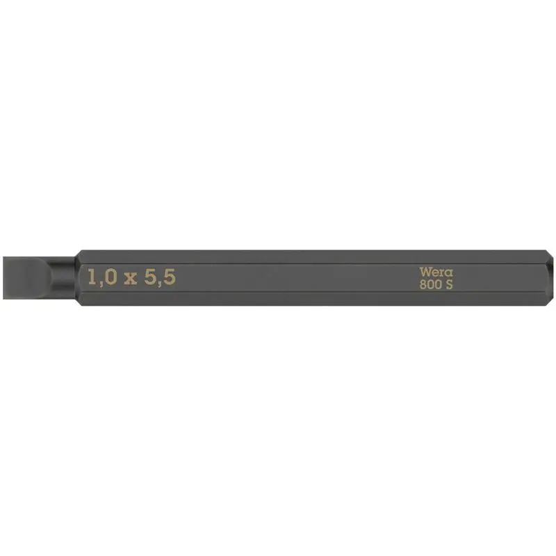 WERA 05018141001 800 S Slotted bits for impact screwdrivers, 1 x 5.5 x 70 mm