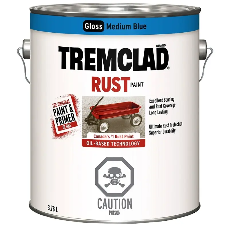Tremclad 27009X155 Rust Preventative Paint, Oil, Gloss, Blue, 3.78 L, Can