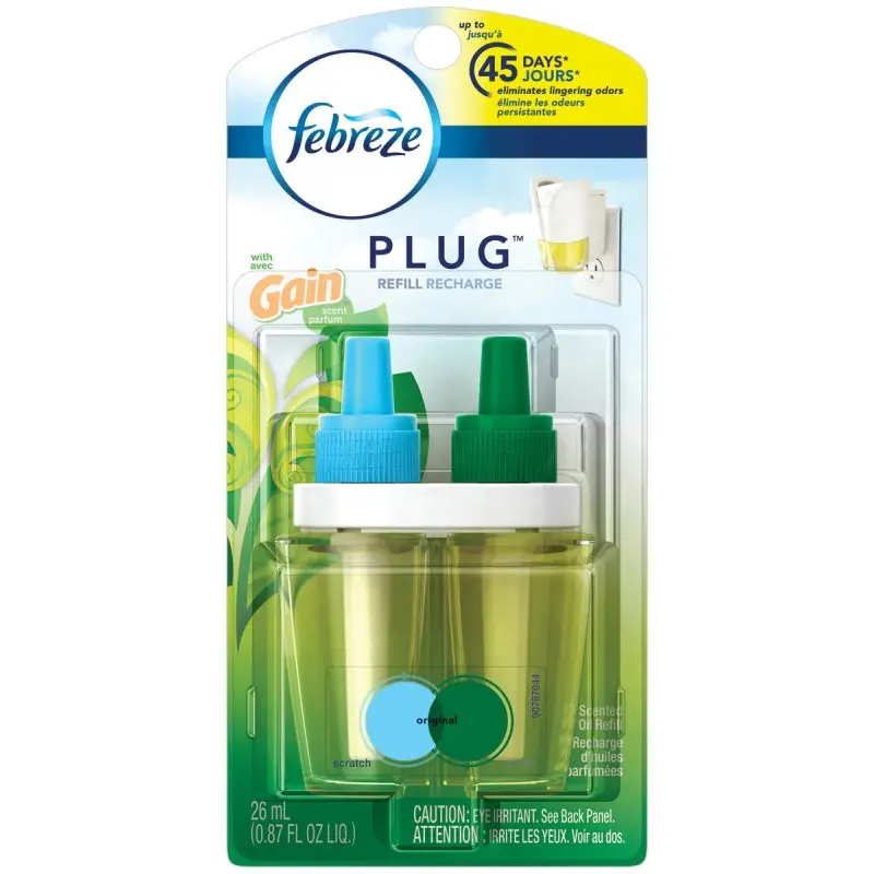 febreze PLUG 74903 Scented Air Freshener, 0.87 oz, Gain Original, 50 days-Day Freshness