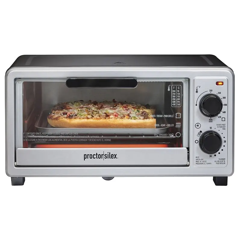 Proctor Silex 31260 Toaster Oven Broiler, 1100 W, Knob Control, Black