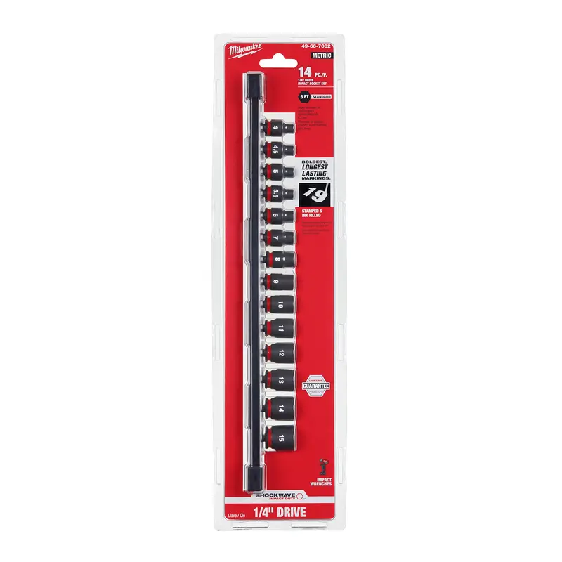 Milwaukee 49-66-7002 14PC SHOCKWAVE Impact Duty Metric Standard 6 Point Socket Set