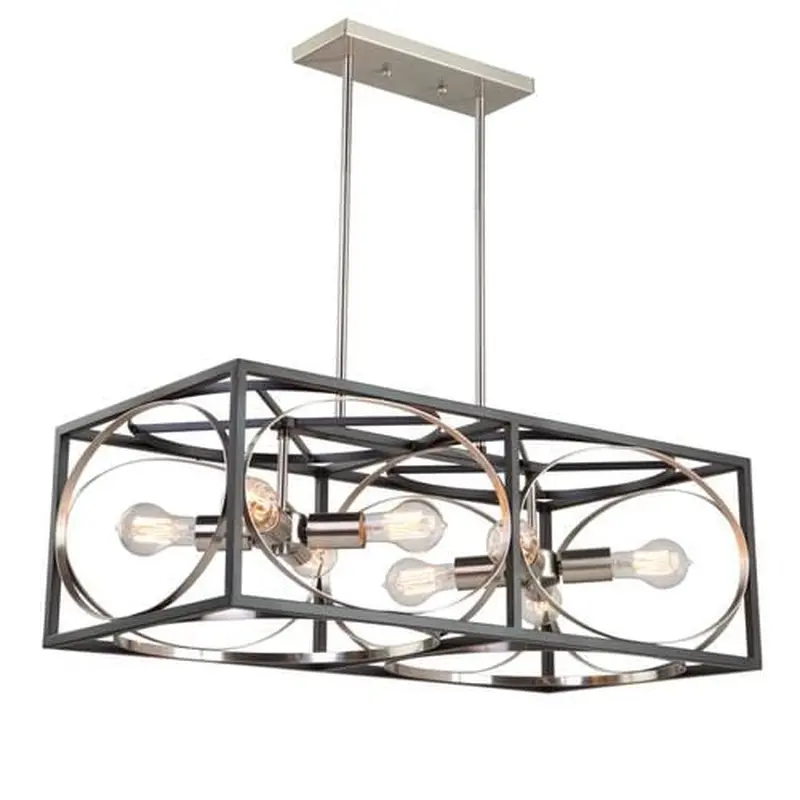 ARTCRAFT Corona Black and Polished Nickel Transitional Linear Kitchen Island Light