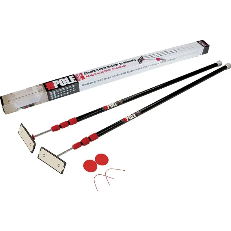 Zipwall ZP2 Dust Barrier Pole, Spring-Loaded, 10 ft L, Stainless Steel