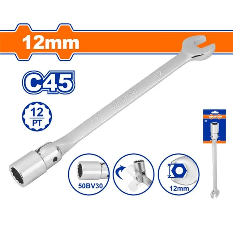 WadFow 12mm Flexible Socket Wrench