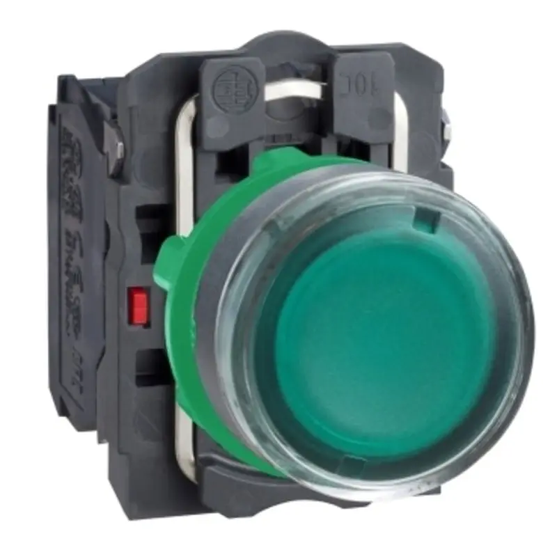 green flush, 22mm, universal LED, plain lens, 230...240V AC | XP5AW33M5