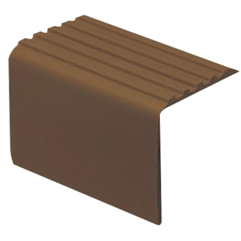 Shur-Trim FV4021BRN03 Drop Overlap Stair Nosing, 3 ft L, 1-7/8 in W, Vinyl, Brown