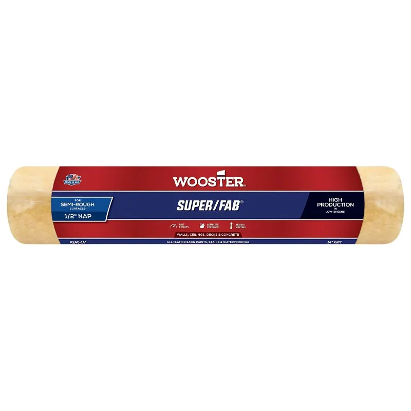 Wooster R240-14 Roller Cover, 1/2 in Thick Nap, 14 in L, Fabric Cover, Golden Yellow