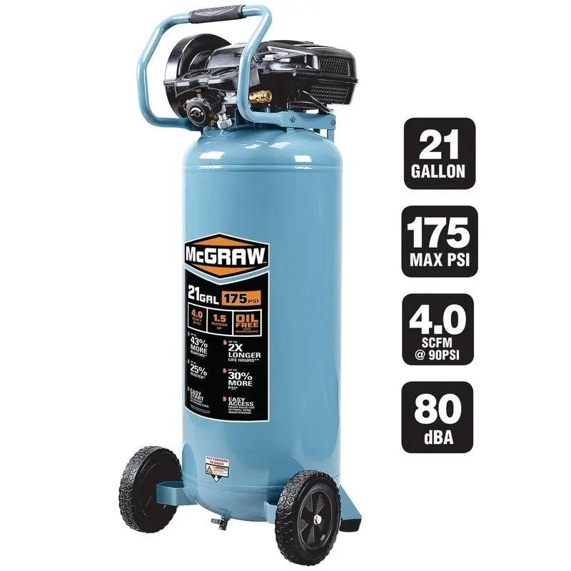 21 gallon 175 PSI Oil-Free Vertical Air Compressor