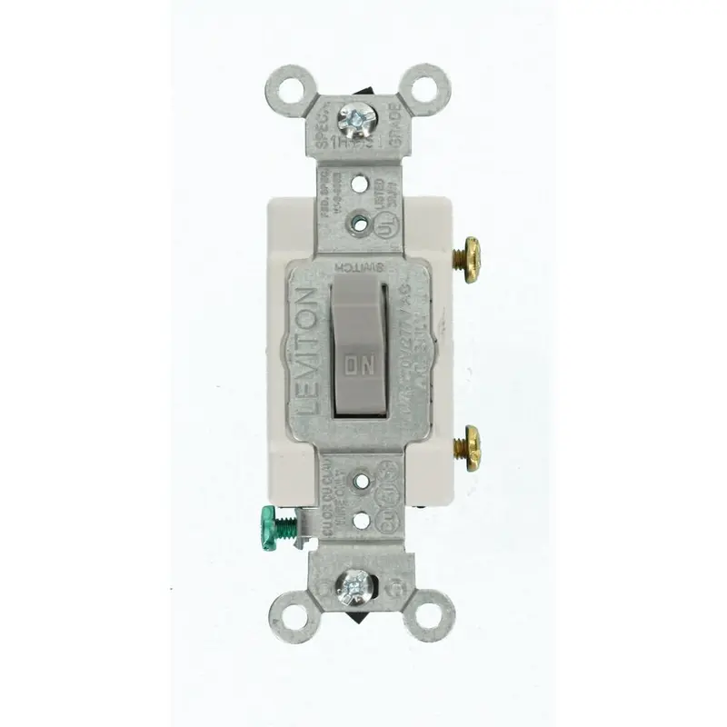 15 Amp Commercial Grade Single Pole Toggle Switch, GrayBrown / 0.138 / Single