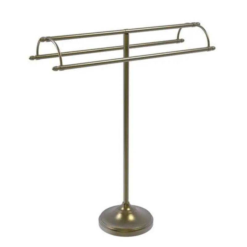 Allied Brass Free Standing Double Arm Towel Holder in Antique Brass