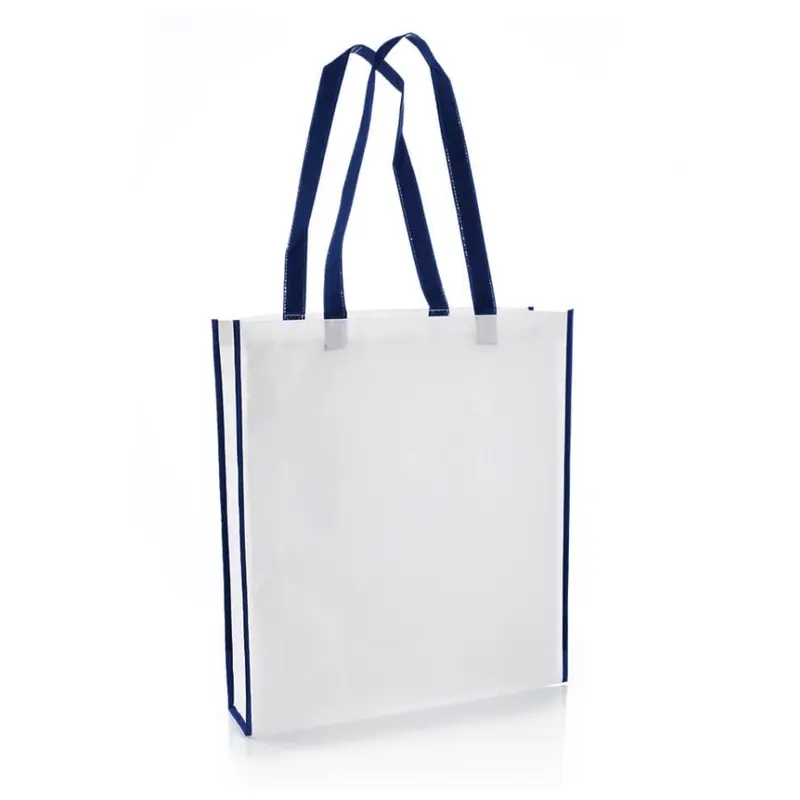 Non-Woven Shopping Bag Vertical White/N.Blue