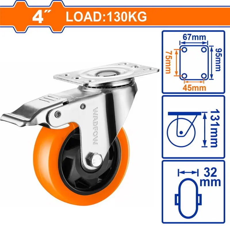 Wadfow Swivel Caster Wheel PU 100mm