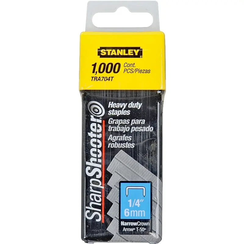 Stanley TRA704T Staple, 27/64 in W Crown, 1/4 in L Leg, Galvanized, 24 ga
