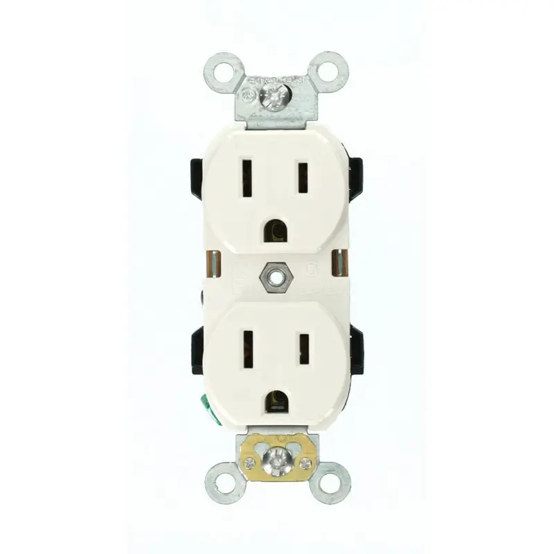 15 Amp Industrial Grade Narrow-Body Duplex Outlet, WhiteWhite / 0.05 / 1