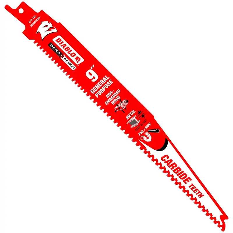 Diablo DS0909CGP Reciprocating Saw Blade, 9 in L, 6/9 TPI, Carbide Cutting Edge, 1/PK