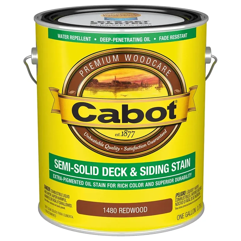 Cabot 140.0001480.007 Deck and Siding Stain, Natural Flat, Redwood, Liquid, 1 gal