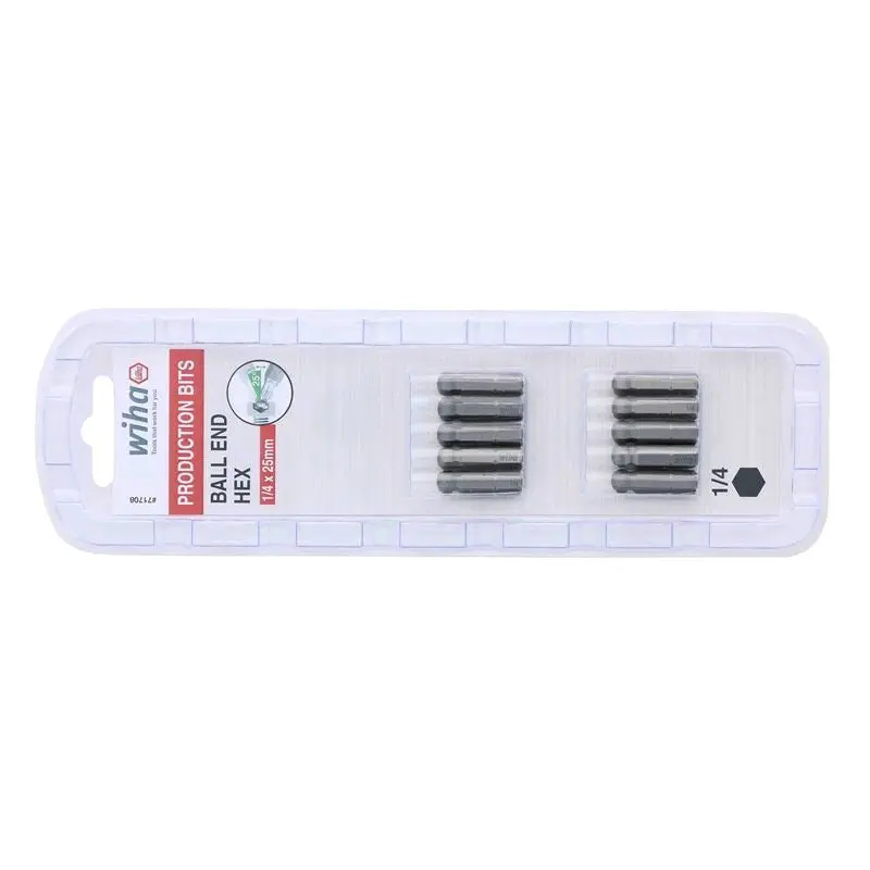 Wiha Ball End Hex Inch Insert Bit 1/4in Pack of 10 Bits