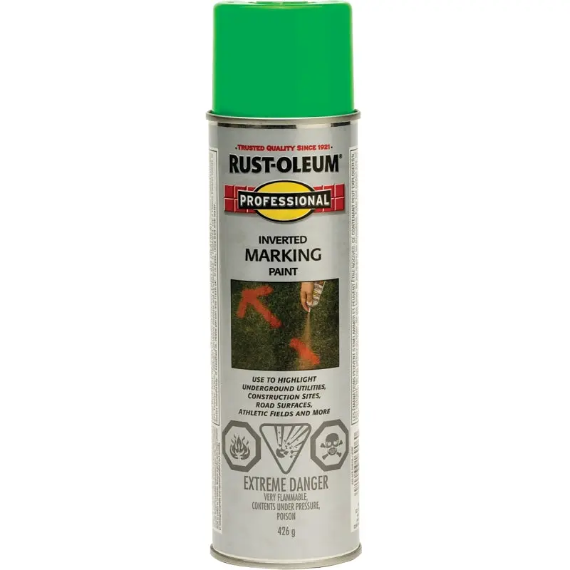 Rust-Oleum 242675 Inverted Marking Spray Paint, Matte, Fluorescent Green, 426 g, Can