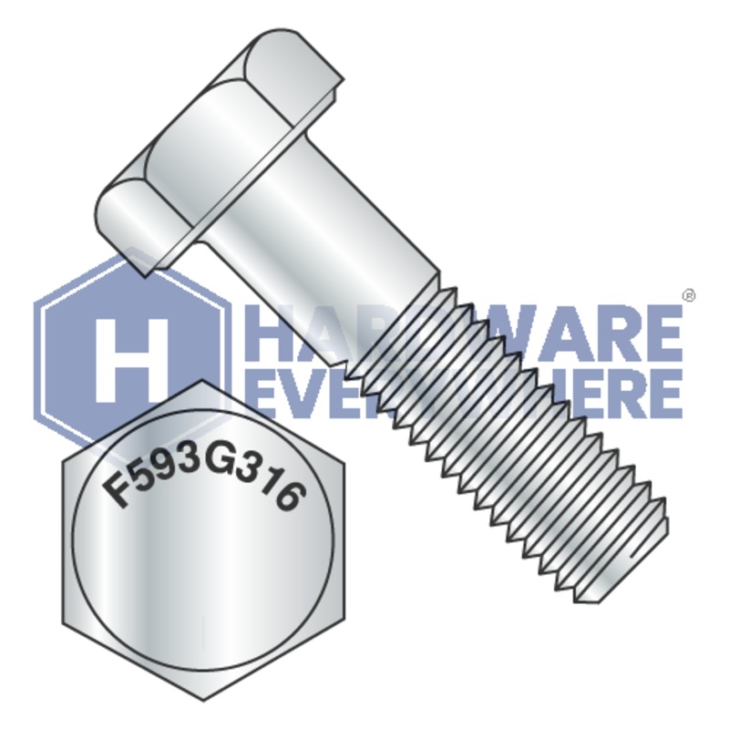 3/8-16 x 2 1/4 HEX CAP SCREWS / 316 Stainless Steel / Plain