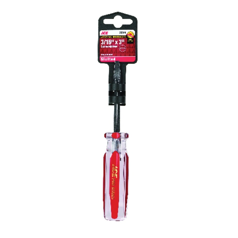ACE 20544AHT Screwdriver, Slotted Point, 3/16 in Point, 6.61 in OAL, Comfort Grip Handle