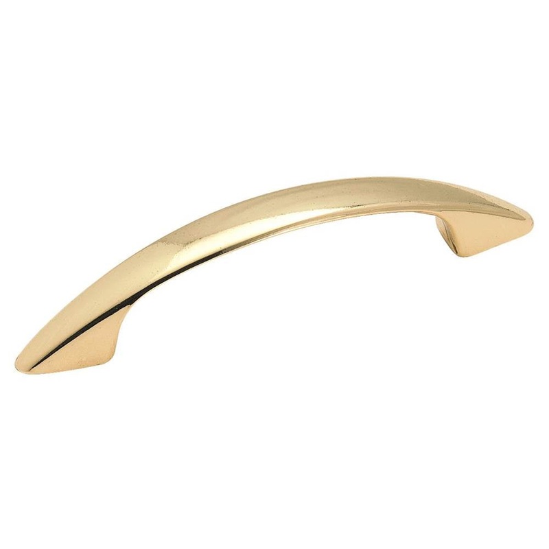 Amerock Arc Series BP34163 Center-to-Center Cabinet Pull, 40625 in L Handle, 3/4 in Projection, Zinc, Polished Brass