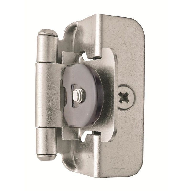 Amerock BPR8704G10 Hinge, 2-1/4 in H Door Leaf, 1-1/2 in W Door Leaf, Steel Hinge, Satin Nickel Hinge Finish