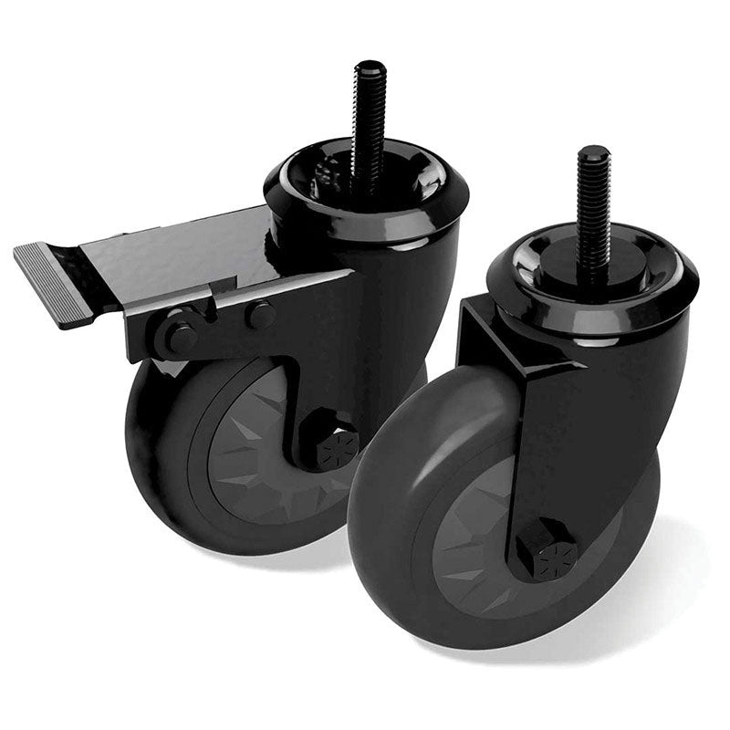 Big Green Egg 120410 Locking Caster Kit, 4 in Dia Wheel, Polyurethane Wheel, Black Wheel