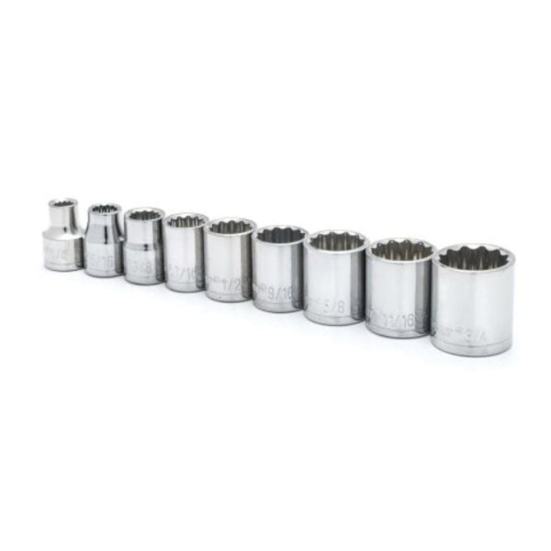 CRESCENT CSAS4N Socket Set, 3/8 in Drive, System of Measurement: Imperial, 12 -Point, 9 -Piece