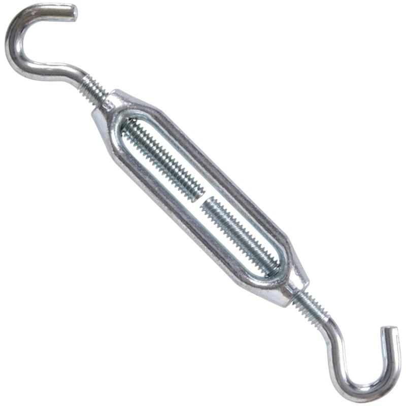 HARDWARE ESSENTIALS 321920 Exterior Turnbuckle, Hook x Hook End, 90 lb Load, 1/4-20 Thread, 7-3/8 in L Retracted