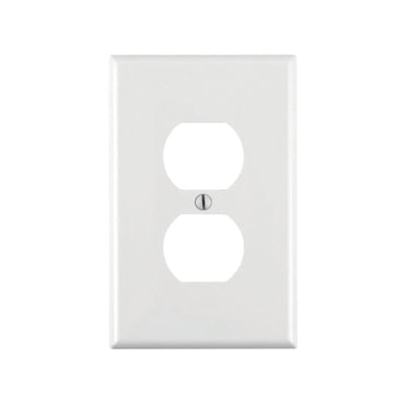 Leviton PJ8-W Receptacle Wallplate, 1 -Gang, Nylon, White